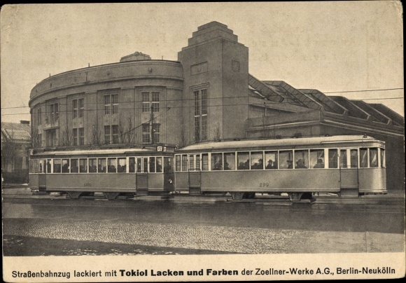 Postwaardestuk Ak PP 81, tram beschilderd met Tokiol vernissen en verven, Zoellner Werke AG