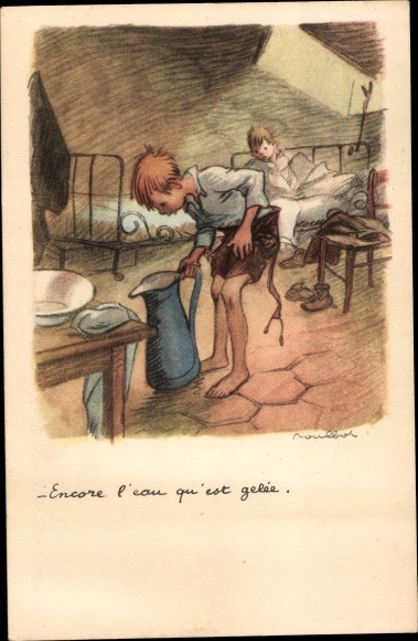 Artist Postcard Poulbot, Francisque, Still the water that is frozen, National League against the Taudis