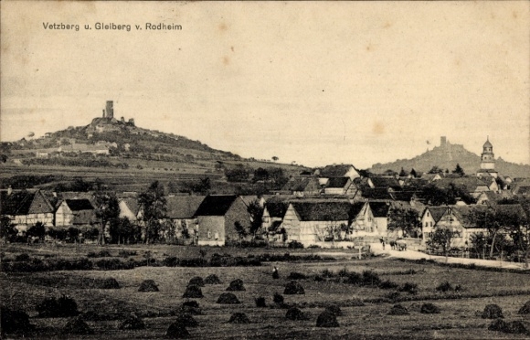 Postcard Rodheim Bieber Biebertal in Hesse, Vetzberg and Gleiberg, total