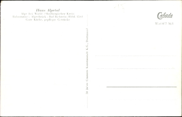 Postcard Alpe Wiehl in the Oberberg district, Haus Alpental, panorama