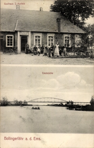 Ak Bollingerfähr Heede im Emsland, Emsbrücke, Gasthaus J. Hunfeld
