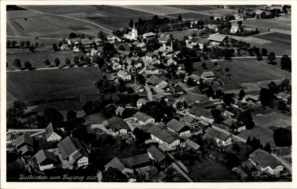 Postcard Taufkirchen near Munich, aerial photograph