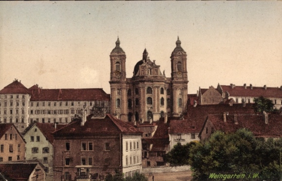 Postcard Weingarten in Württemberg, partial view