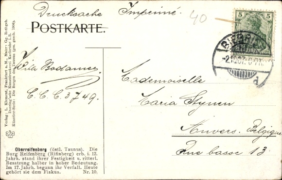 Artist Postcard Oberreifenberg Schmitten Hochtaunuskreis in Hesse, Panorama with Castle