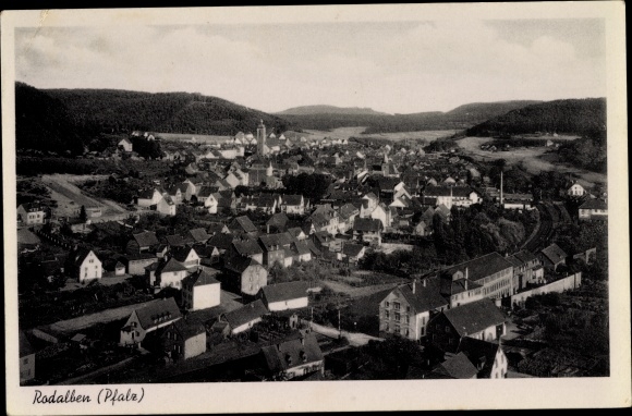 Postcard Rodalben in the district of Südwestpfalz, view of the village above the roofs of houses