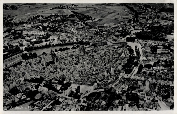 Ak Ansbach in Mittelfranken Bayern, Fliegeraufnahme