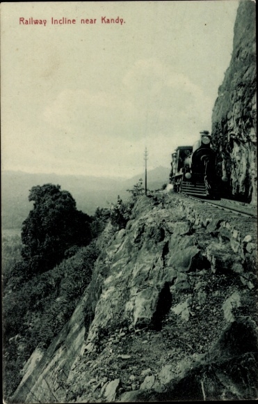 Postcard Kandy Sri Lanka Ceylon, Railway Incline