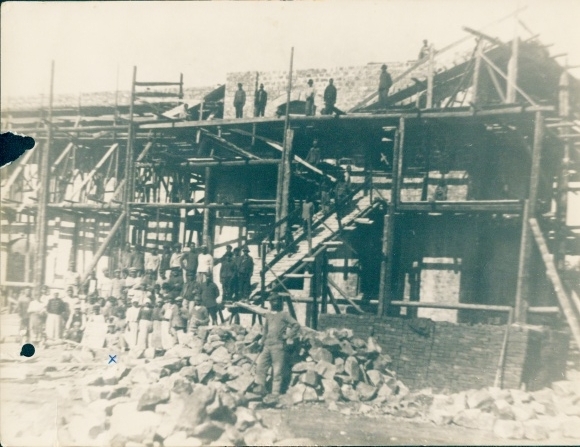 Foto Rasjest Ostsibirien, Kriegsgefangene beim Arbeitseinsatz, Baustelle, 1917/18