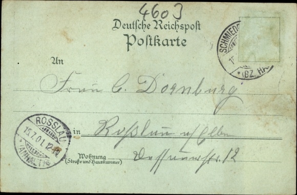 Mondschein Litho Bad Schmiedeberg in der Dübener Heide, Villa Moltke, Badehaus, Rathaus