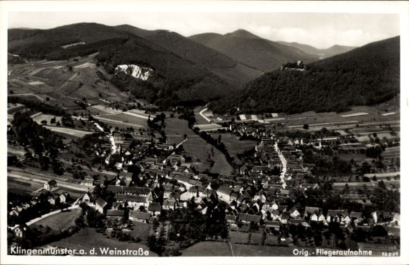 Postcard Klingenmünster on the Palatinate Wine Route, aerial photograph
