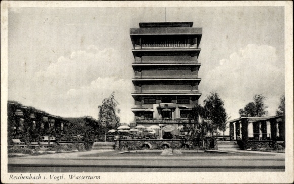 KP Reichenbach im Vogtland, wieża ciśnień, architektura, zadbany ogród