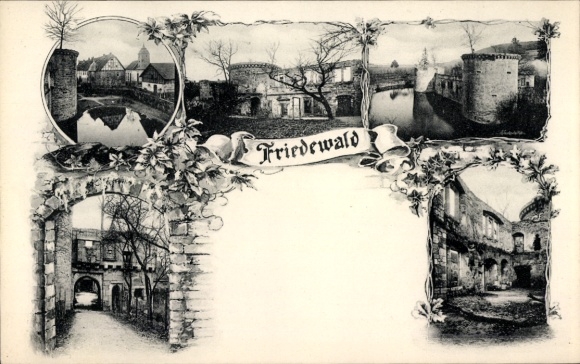 Passepartout Postcard Friedewald in Hessen, town, ruin, gate