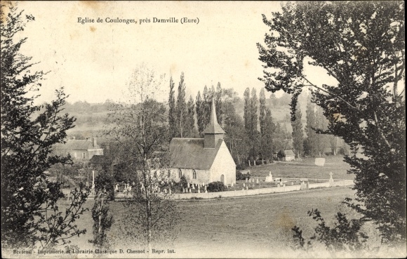 Postcard Damville Eure, Church of Coulonges
