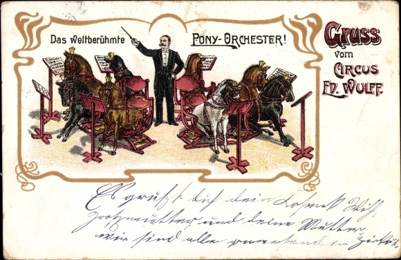 Chromo-Litho Greetings from Circus Wulff, Pony Orchestra