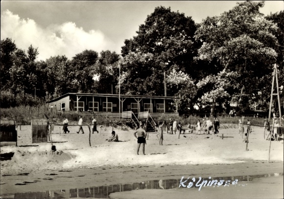 Postcard Kölpinsee Loddin on Usedom, beach and beach hall