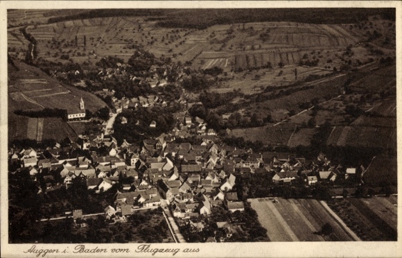 Postcard Auggen in Baden, aerial photograph