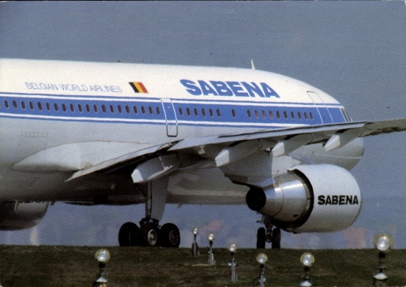 Postcard passenger aircraft Airbus A310, Sabena World Airlines