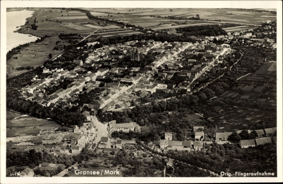 Postcard Gransee in the district of Oberhavel, aerial photo, city panorama