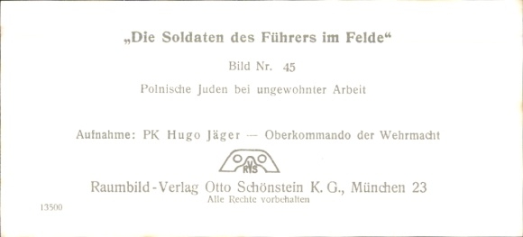 Stereo image photo "The Führer's soldiers in the field" No. 45, Polish Jews at work