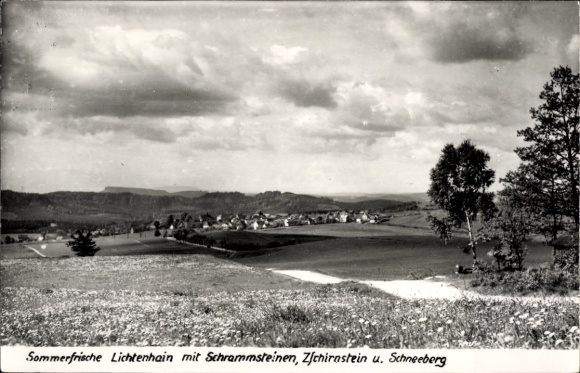 Ak Lichtenhain Sebnitz Sächsische Schweiz, Panorama, Schrammsteine, Zschirnstein, Schneeberg