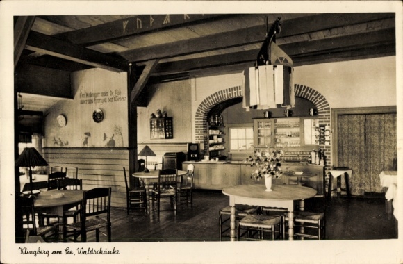 Ak Klingberg Scharbeutz in Ostholstein, Waldschänke Klingberg, Innenansicht