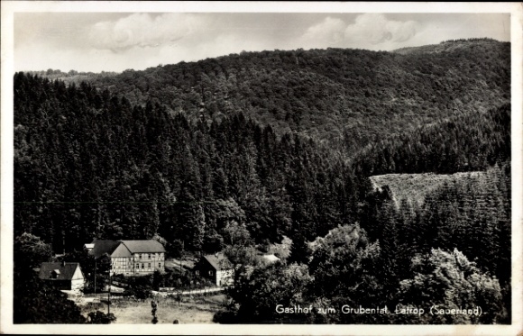 Postcard Marsberg in the Sauerland, Gasthof zum Grubental, forest landscape, real photography
