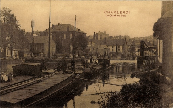 PC Charleroi Wallonia Hainaut, Le Quai au Bois, ships on the water, city view