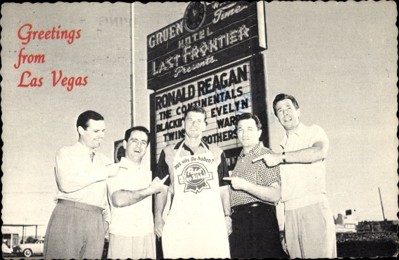 Ak Politiker und Schauspieler Ronald Reagan, Frontier Hotel in Las Vegas 1954