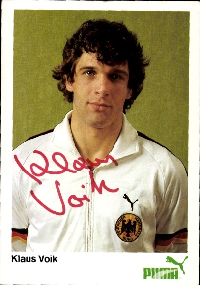 Postcard handball player Klaus Voik, autograph