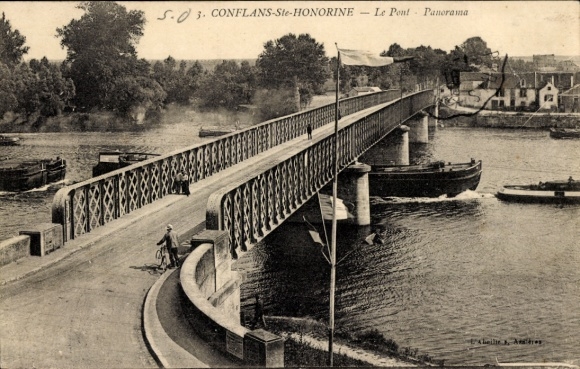 Ak Conflans-Sainte-Honorine Yvelines, Brücke, Panorama