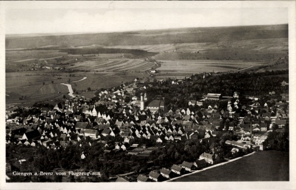 Ak Giengen an der Brenz, Fliegeraufnahme, Panorama