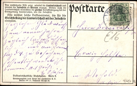 KP Niemieckie rolnictwo, niemiecki przemysł, suma wartości produkcji z 1909 roku, Cesarstwo