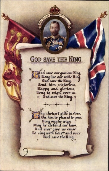 liedje Ak God Save the King, Koning George V, vlaggen