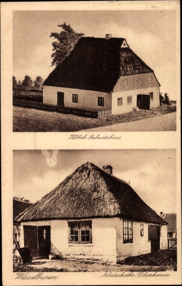 Postcard Wesselburen in Dithmarschen, Hebbel&#39;s birthplace, Arbeiterkathe Blankenau