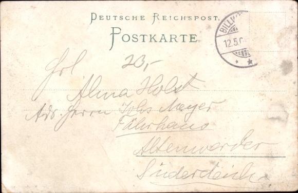 Postcard Hamburg Bergedorf Billwerder Billwärder, Establishment Recreation, Owner F. Siemer