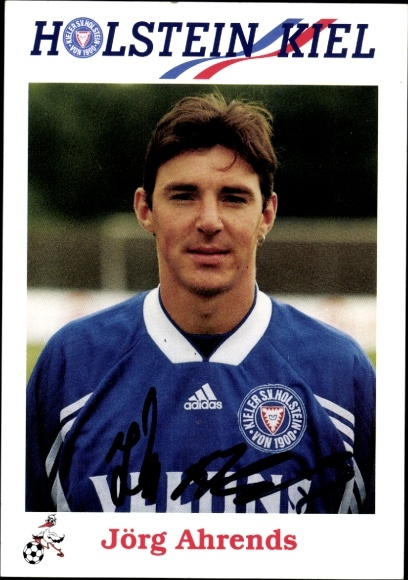 Autograph card footballer Jörg Ahrends, Holstein Kiel, autograph