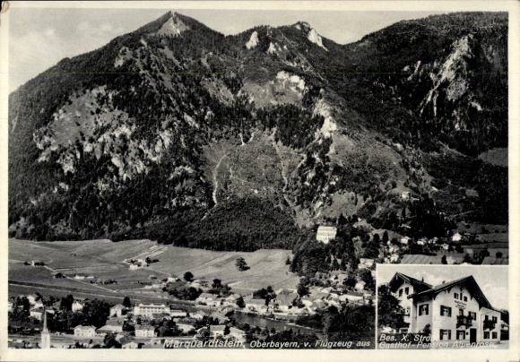 Postcard Assenhausen Berg am Starnberger See Upper Bavaria, aerial view of the mountains, Gasthof Alpenrose, surrounding area