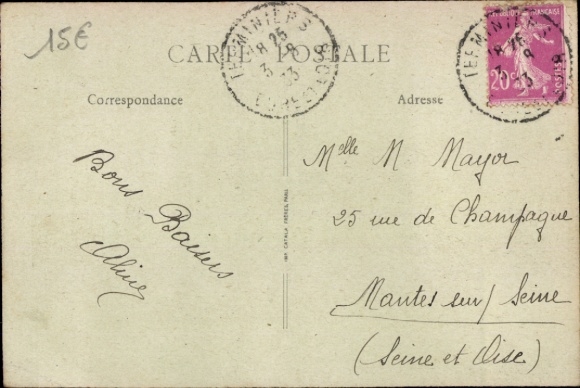 Postcard Terminiers, Angle de la Rue de la Mairie, Rue de Patay
