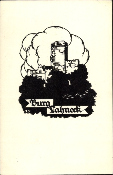 Paper cut Postcard Schwindt, AM, Lahnstein in the Rhein Lahn district, Lahneck Castle