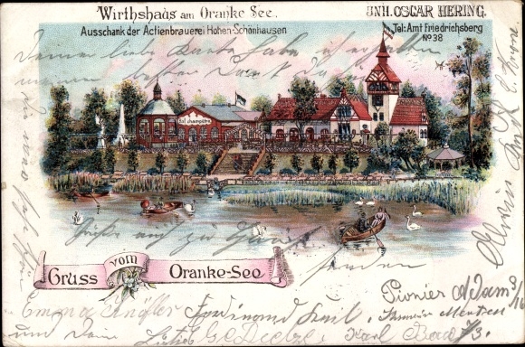 Chromo-Litho Berlin Lichtenberg Hohenschönhausen, Tavern on the Oranke See