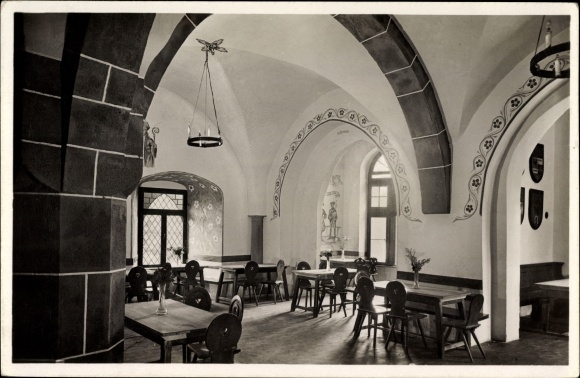Ak Erlenbach bei Dahn im Landkreis Südwestpfalz, Der Berwartstein, Inh. Alfons Wadle, Burgwirtschaft