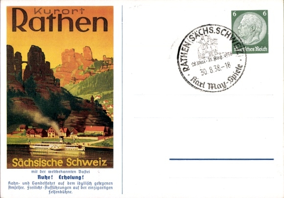 Postal stationery Postcard Rathen an der Elbe Saxon Switzerland, PP 127 F2