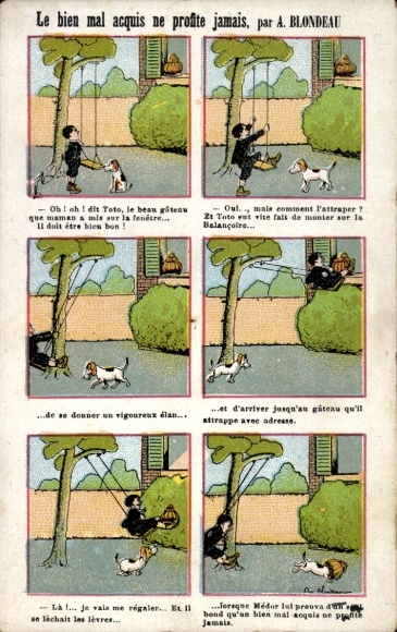 Ak Frankreich, Kurzgeschichte, Junge beim Schaukeln