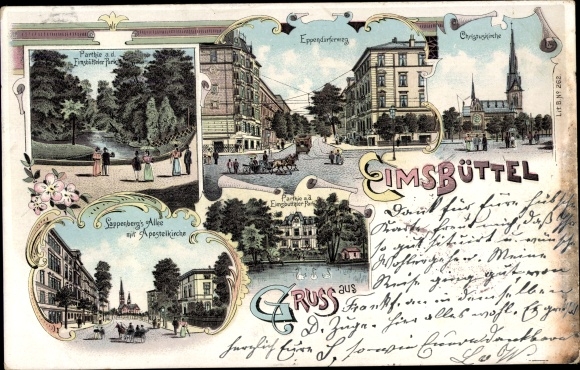 Chromo-Litho Hamburg Eimsbüttel, Lappenberg-Allee, Christ Church, parks