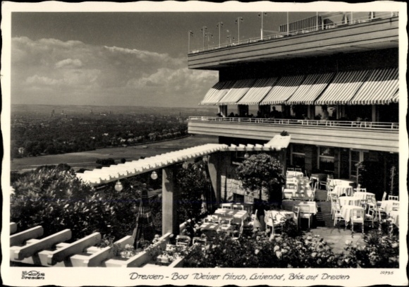 Ak Dresden Nordost Weißer Hirsch, Luisenhof, Terrasse, Aussicht, Hahn 10795