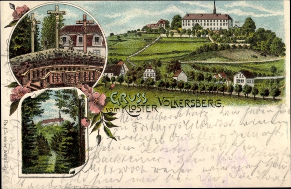Chromo-Litho Bad Brueckenau in the Sinn Valley of Lower Franconia, Volkersberg Monastery