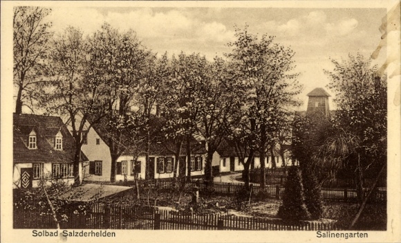 Ak Salzderhelden Einbeck in Nedersaksen, Solbad Salinengarten, gebouwen en bomen