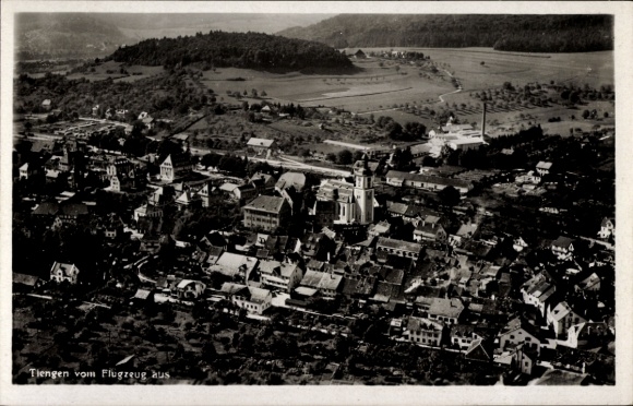 Postcard Waldshut Tiengen am Hochrhein, aerial photograph