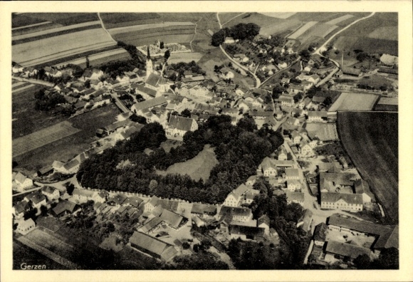 Postcard Gerzen Lower Bavaria, aerial photograph