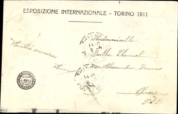 Postcard Torino Turin Piedmont, International Exhibition 1911, City of Paris